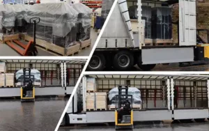 Loading a truck with products from ACG Pulse for delivery to customer in Europe. Another large shipment on its way from ACG Pulse to a customer in Europe.