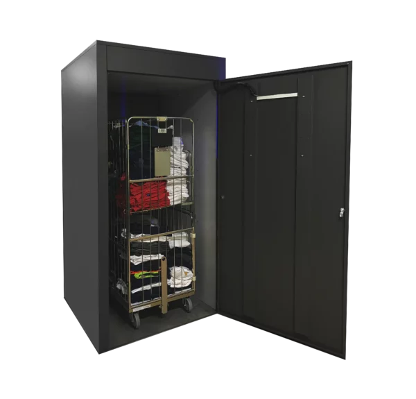 An open dark grey Q-Cabin from ACG Pulse AB- A HIGH PERFORMANCE RFID UHF